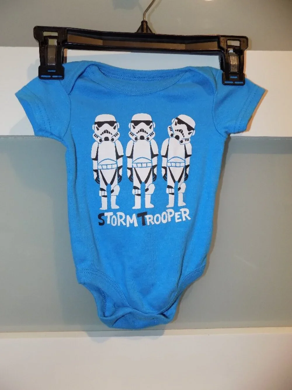 STAR WARS STORM TROOPER BLUE BODYSUIT SNAPTEE SIZE 0/3 MONTHS INFANTS